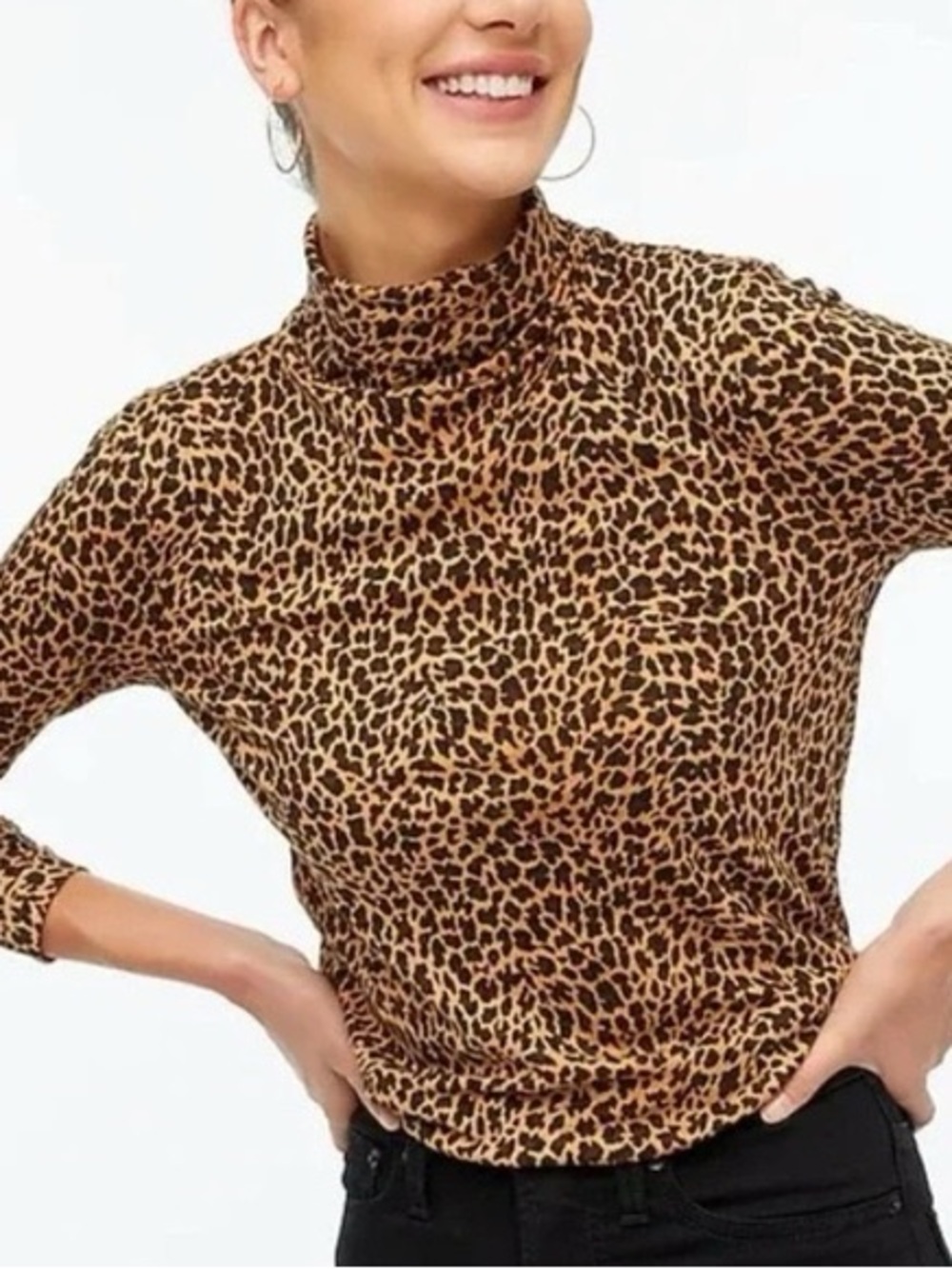 J. Crew Leopard Print Turtleneck Sweater - Brown/Black